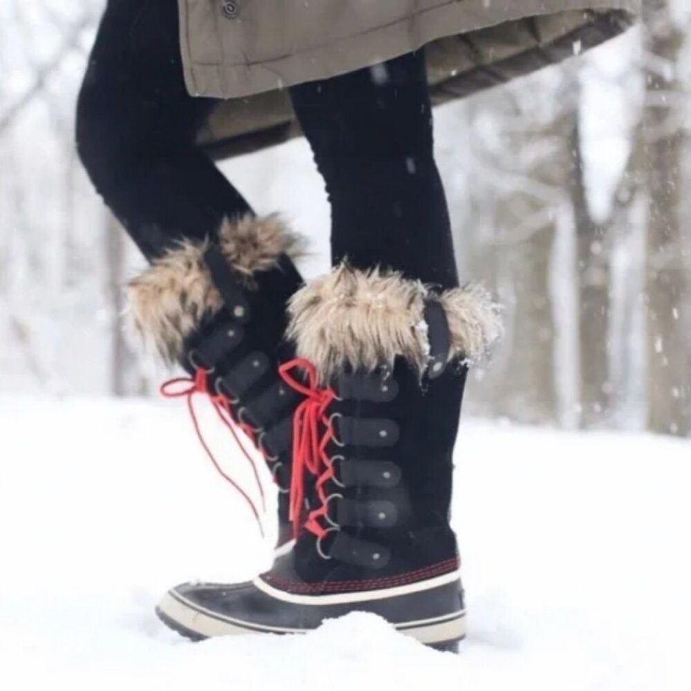 SOREL Joan of Arctic Snow Winter Boots 7 Waterproof Suede Faux Fur Cuff Tall